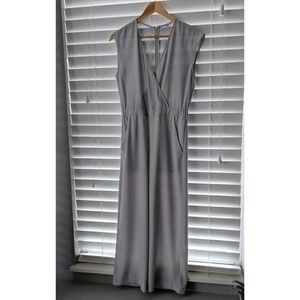 Uniqlo wrap front jumpsuit pearl gray wide leg S